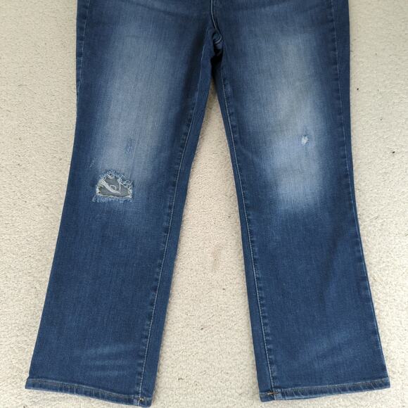 NYDJ Marilyn Straight Leg Jeans Distressed Stretch Women's Size 12 Cropped Sacha - Picture 4 of 9